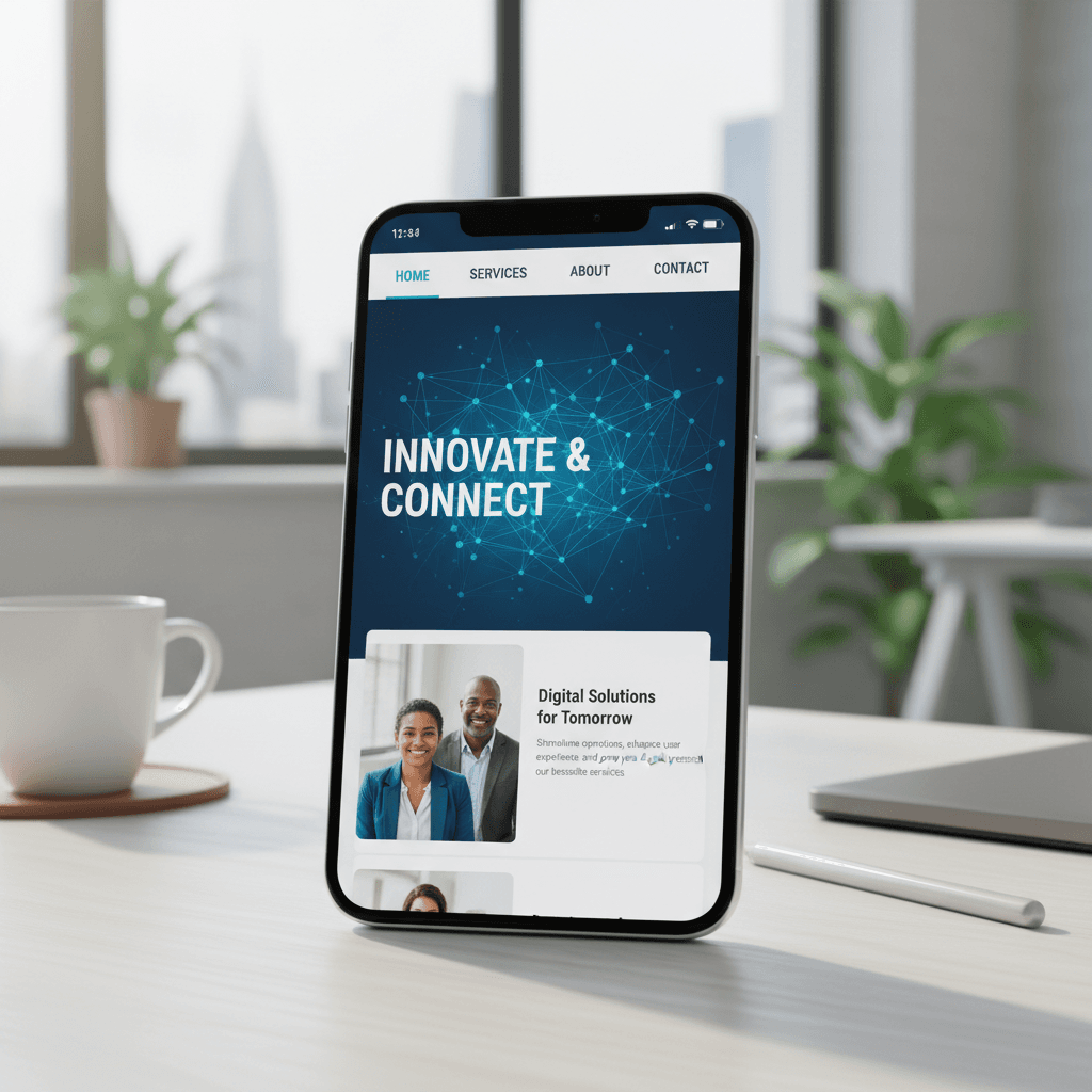 Smartphone mit Website-Design