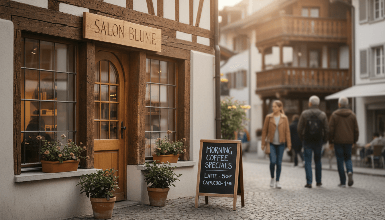 Kleiner Salon in Bremgarten mit einladender Auslage