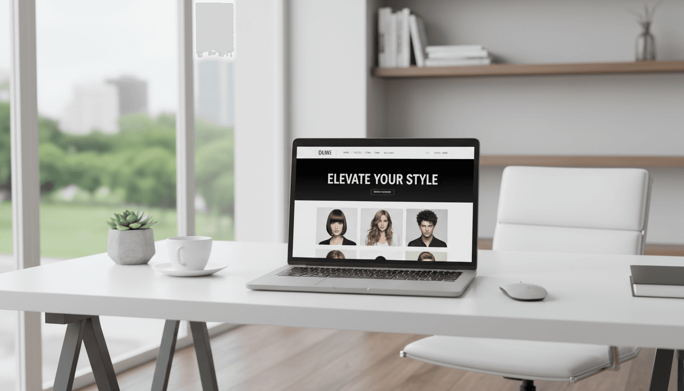 Moderner Friseursalon-Website auf Laptop-Bildschirm