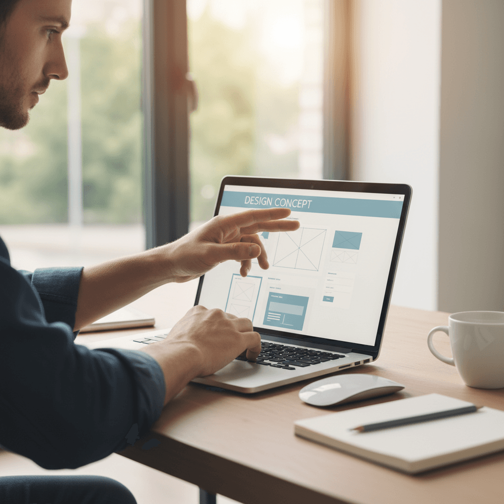 Webdesigner arbeitet mit Kunden an Website