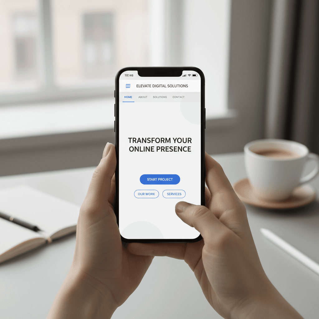 Smartphone mit einer modernen, mobilen Website-Ansicht